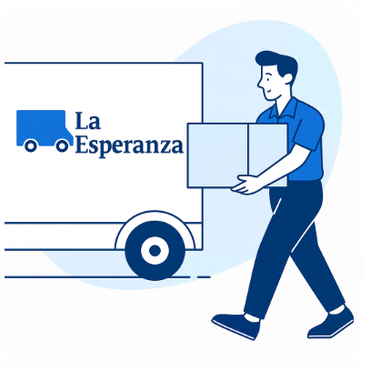 Trabajador de Mudanzas la Esperanza descargando cajas de un camion